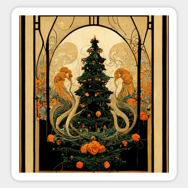 Festive Aesthetic - Art Nouveau Christmas Sticker by RoseAesthetic